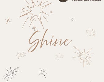 Sparkle Doodle Clipart SVG PNG for Planner Stickers, Scrapbook, Hand Drawn Star Elements for Cards & Branding