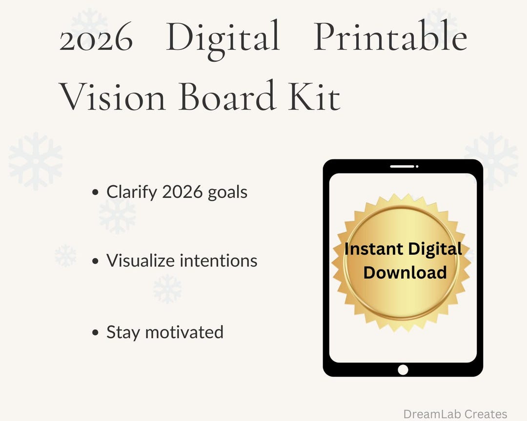 2026 Vision Board Kit | Printable Manifestation Planner | Goal Setting ...