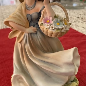 Porcelain Girl With Flower Basket Figurine - Etsy