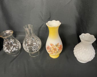 Vintage Hurricane Lamp Chimney Globes Milkglass, Floral, etc.
