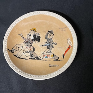 1982 vintage ceramic collector plate titled "Promenade a Paris" by Norman Rockwell