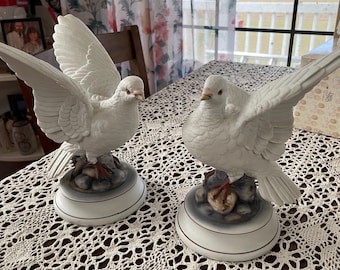 ハト　置物　鳩　陶磁器　日本製　White Dove by Andrea 現状品 White Dove Ceramic Figurines By Andrea by Sadek - White Made in