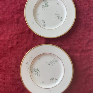 Set of 2 Lenox Summer Breeze salad plates, featuring a delicate floral pattern on a cream background with a gold rim