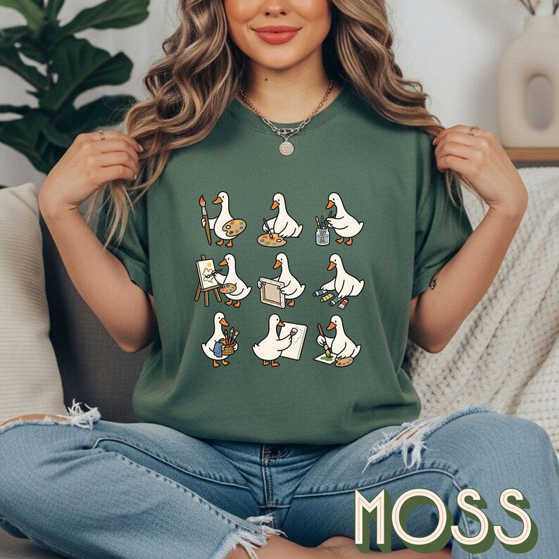 Cute Painting Goose Shirt, Painter Shirt, Painting Tshirt, Funny Artist Gift, Art Teacher Shirt, Painter Gift, Confort colors, gift for mom image 4