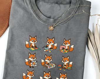 Cute Quilting Shirt Comfort Colors, Funny Fox Sewing Tee, Quilter Gift Shirt, Cute Patchwork Sewing Machine Top, Quilt Maker T Shirt