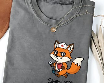 Comfort Colors® Nurse Shirt Funny, Silly Fox Nurse Shirt, ER Nurse Shirt, RN Nurse Shirt Cuff Em Nurse Practitioner Tee Nurse Appreciation