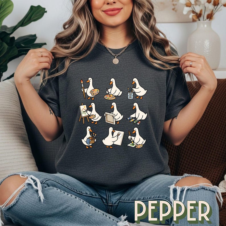 Cute Painting Goose Shirt, Painter Shirt, Painting Tshirt, Funny Artist Gift, Art Teacher Shirt, Painter Gift, Confort colors, gift for mom image 6
