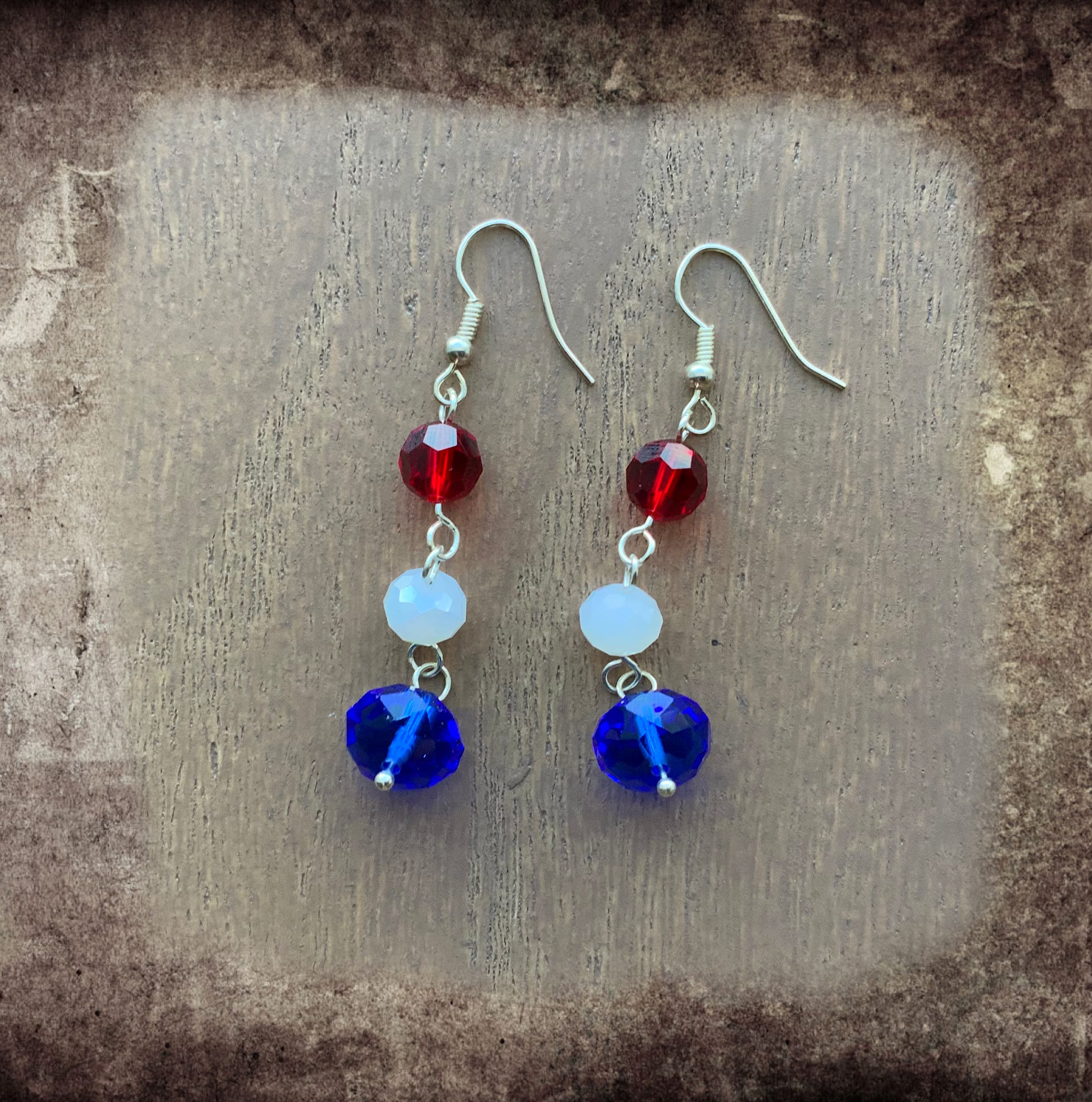 Patriotic earrings 4rth of July, red white and blue earrings Memorial Day jewelry American flag earrings