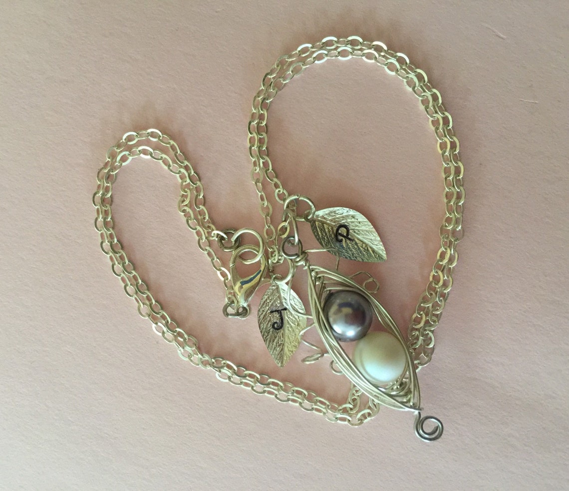 Birthstone Pearl Necklace Peas in a Pod Necklace Etsy