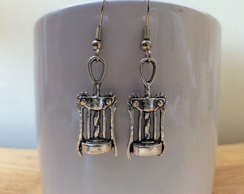 Corkscrew earrings/ wine corkscrew earrings/ winged corkscrew/ Etsy