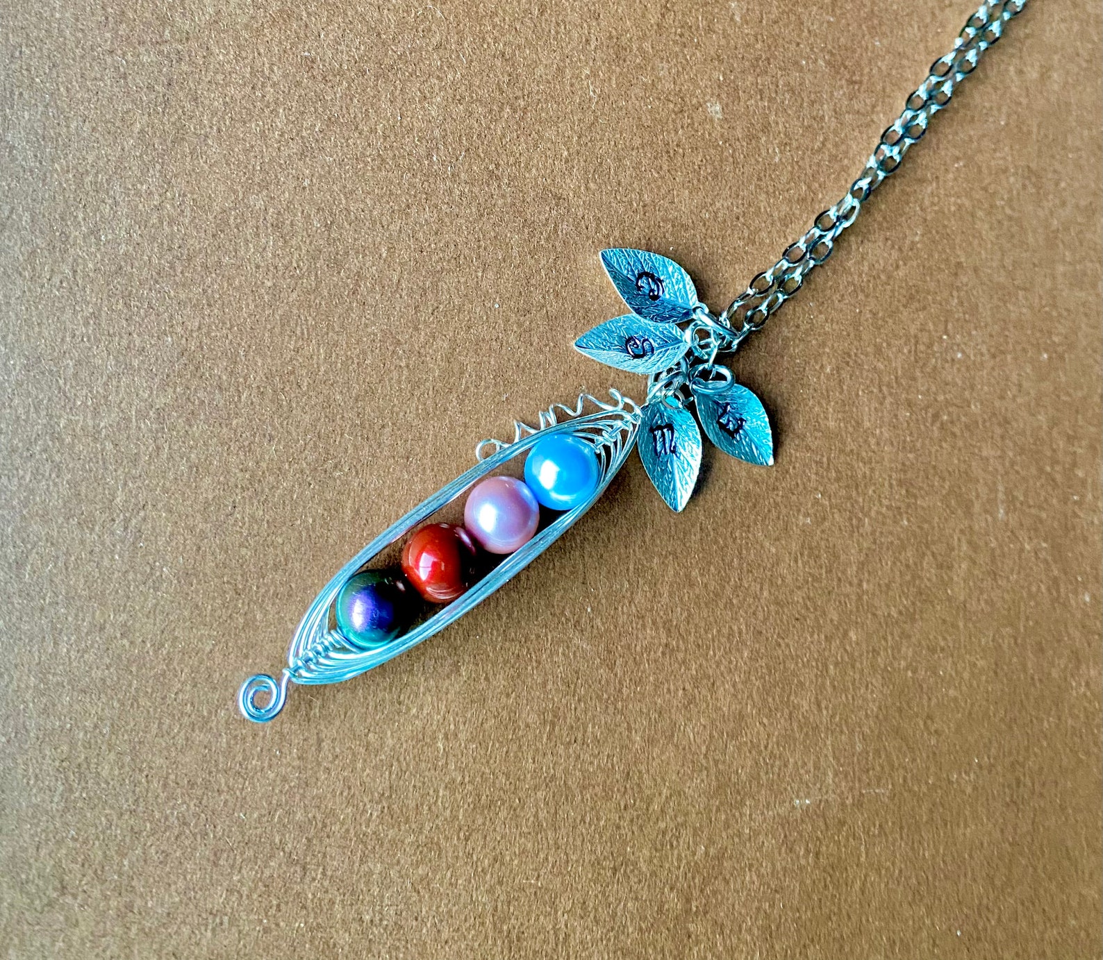 Birthstone Pearl Necklace Peas in a Pod Necklace Etsy