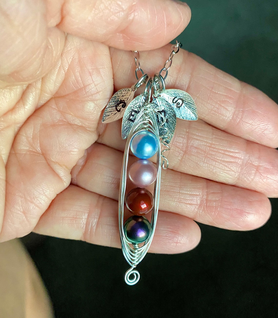 Birthstone Pearl Necklace Peas in a Pod Necklace Etsy