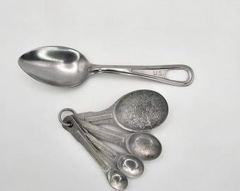 ヴィンテージセット 米軍食堂用サービングスプーン＆計量スプーン 海兵隊 米空軍