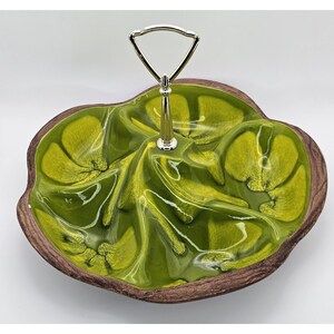 Vintage California Pottery 608 Sequoia Ware serveringsfat Tidbit Tray Green Drip