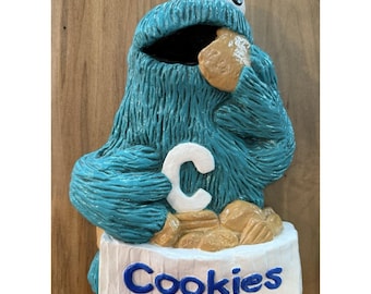 Vintage Cookie Monster Chalkware Plaster 1970s Wall Hanging Plaque Sesame Street