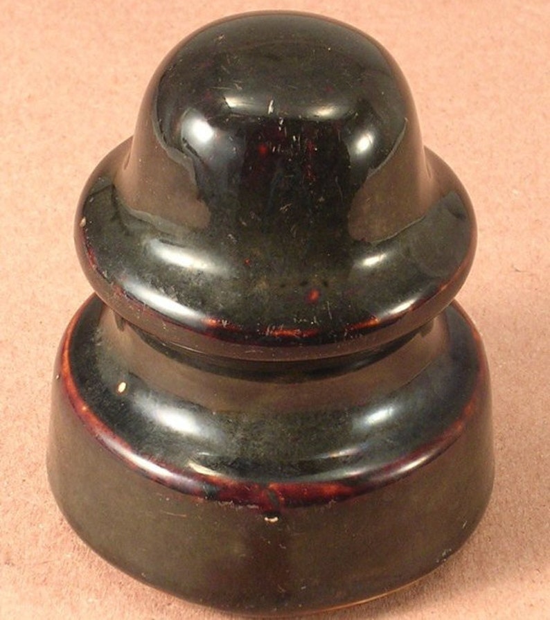 Vintage Porcelain Electric Wire Insulator Dark Brown Unmarked Etsy