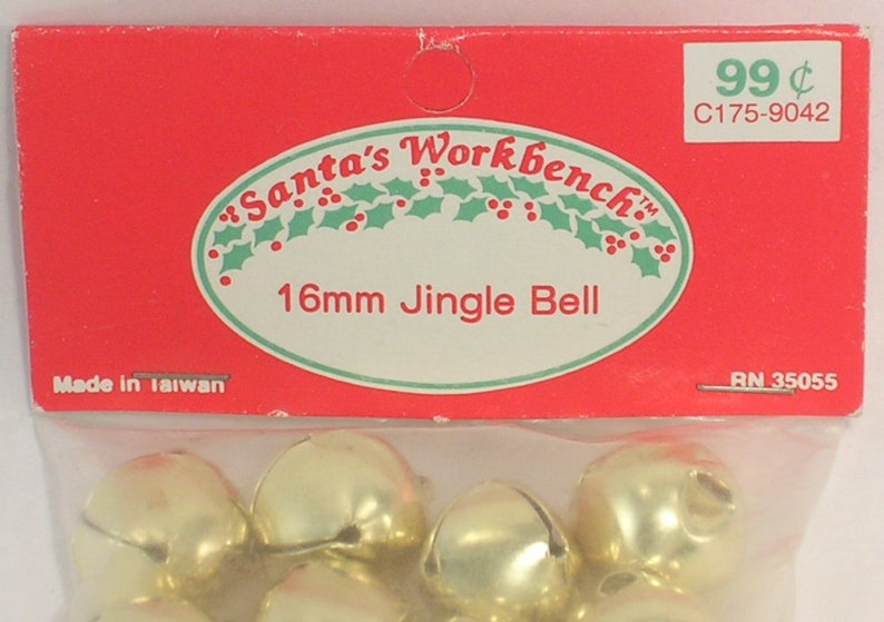 Santa/'s Workbench 16mm Jingle Bells Pkg of 12 Gold Color Vintage New Old Stock