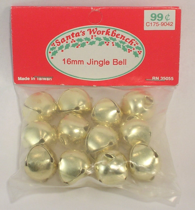 Santa/'s Workbench 16mm Jingle Bells Pkg of 12 Gold Color Vintage New Old Stock