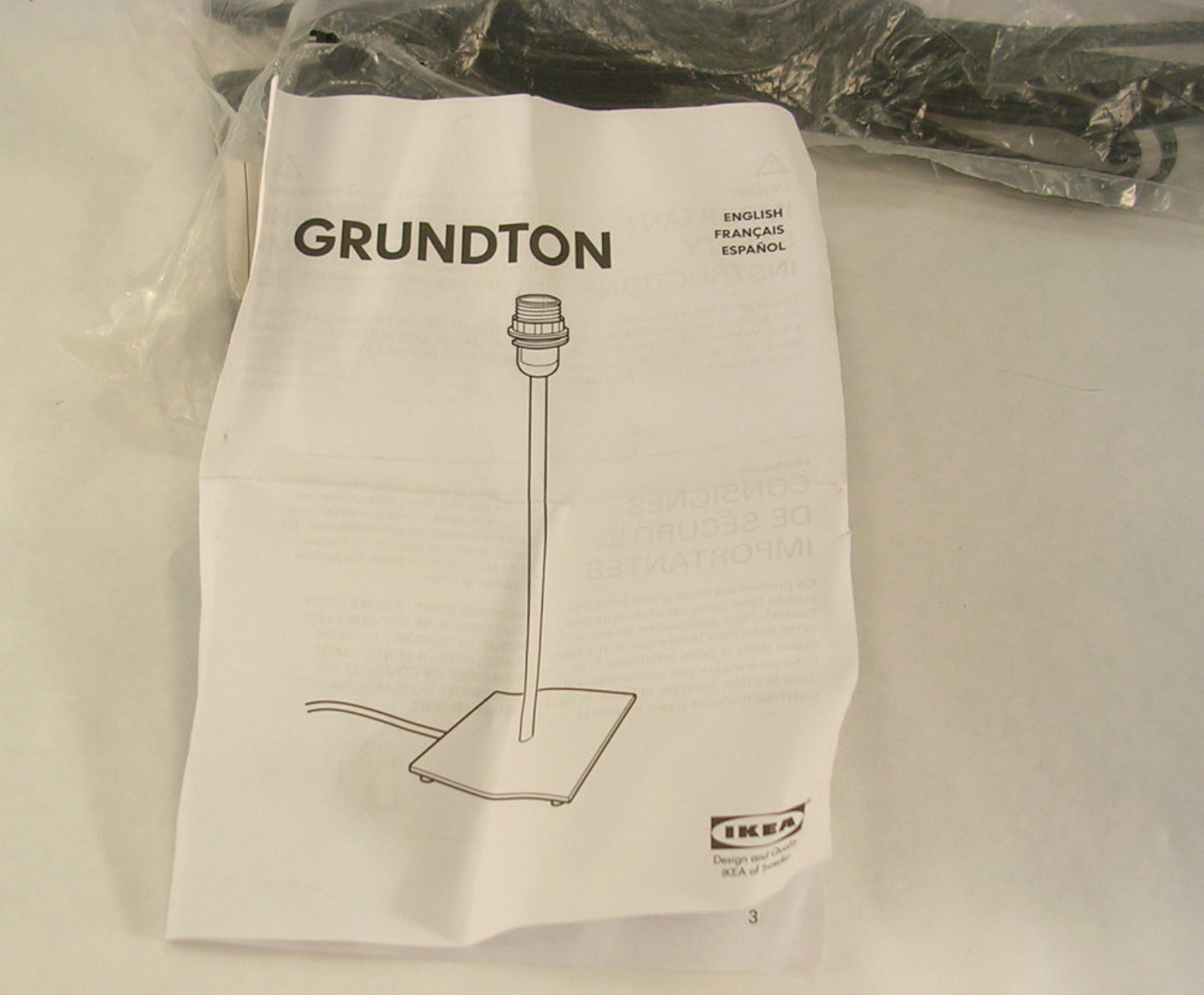 Ikea Lamp PARTS for Grundton 400.980.71 All Black 40 Watt Etsy