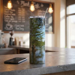 Personalized - Cypress Trees Reflection Tumbler | Stumpy Lake Virginia Beach | 20oz Stainless Steel Travel Cup