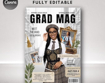Graduation Magazine Cover Invite Template: Class of 2026 (Digital Download)