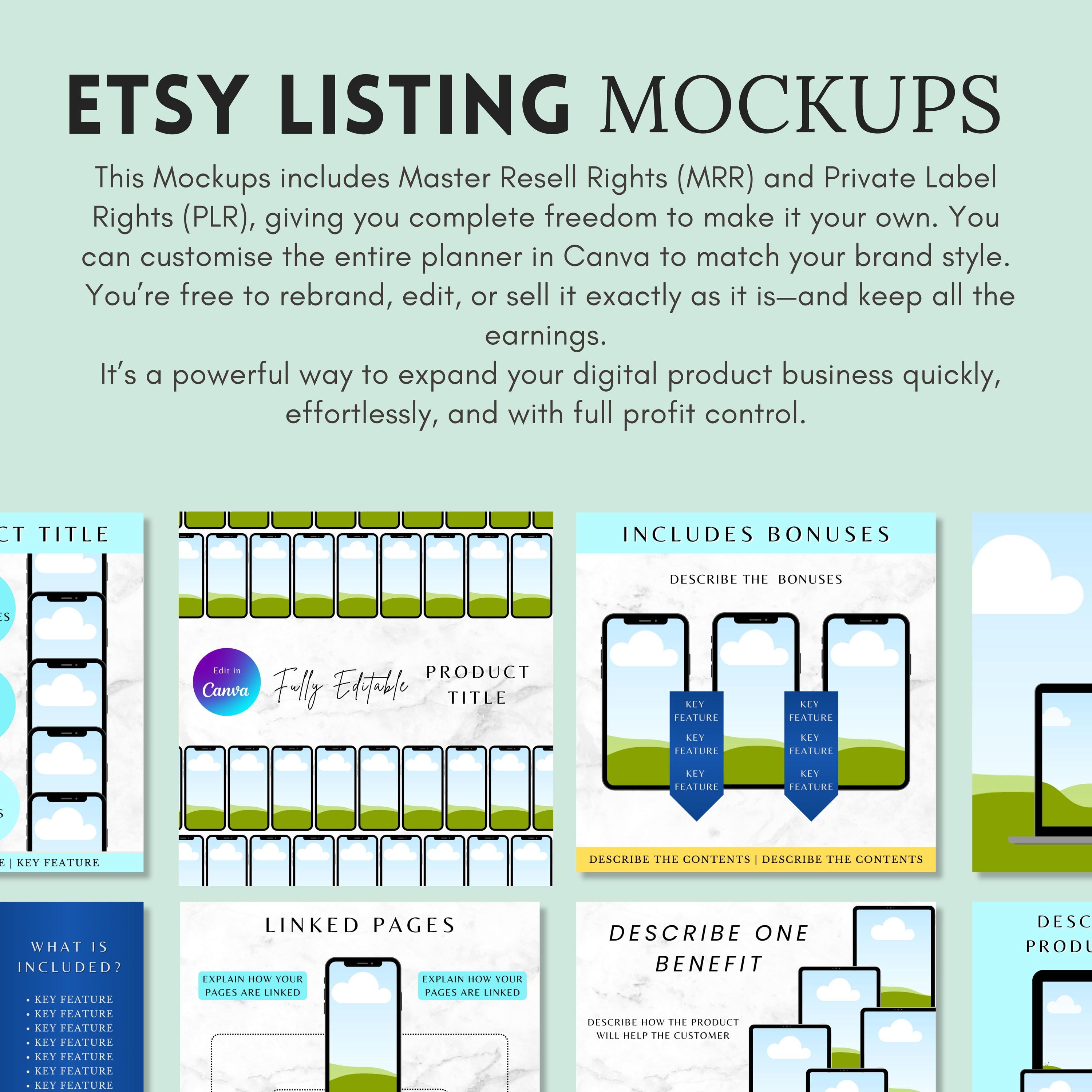 Canva Editable Etsy Listing Mockup Templates Bundle (digital Product ...