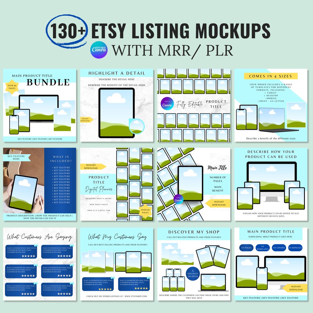 Canva Editable Etsy Listing Mockup Templates Bundle (digital Product ...