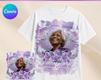 Modello Canva per maglietta commemorativa, "In ricordo di una persona cara", "Celebrazione della vita"