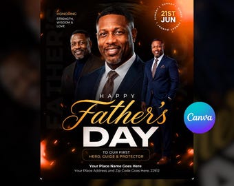 Father's Day Night of Honor Flyer Template, Modern Red Black (Canva Download)