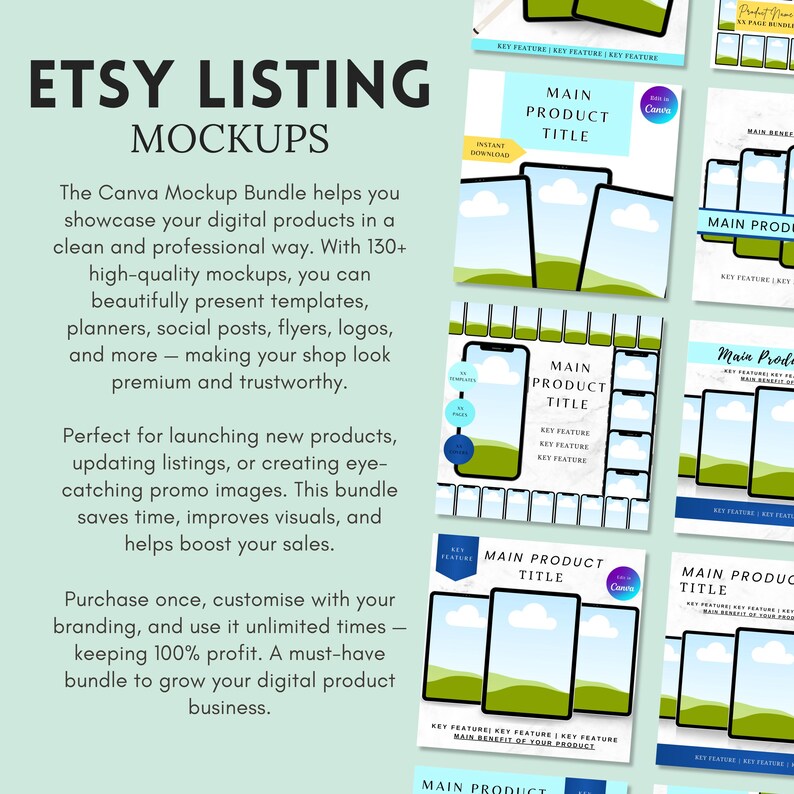 Canva Editable Etsy Listing Mockup Templates Bundle (digital Product ...