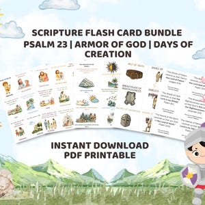 Schrift Karteikarten Bündel | Psalm 23, Rüstung Gottes, die Schöpfung (PDF druckbar)