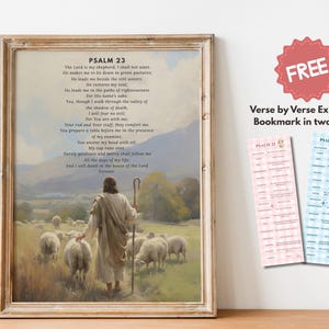 Psalm 23 Shepherd Oil Painting | Christian Scripture Wall Art (Digital Download)