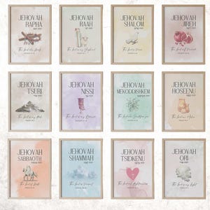 Hebrew Names of God Printable Wall Art | Bible Verse Art (Digital Download)