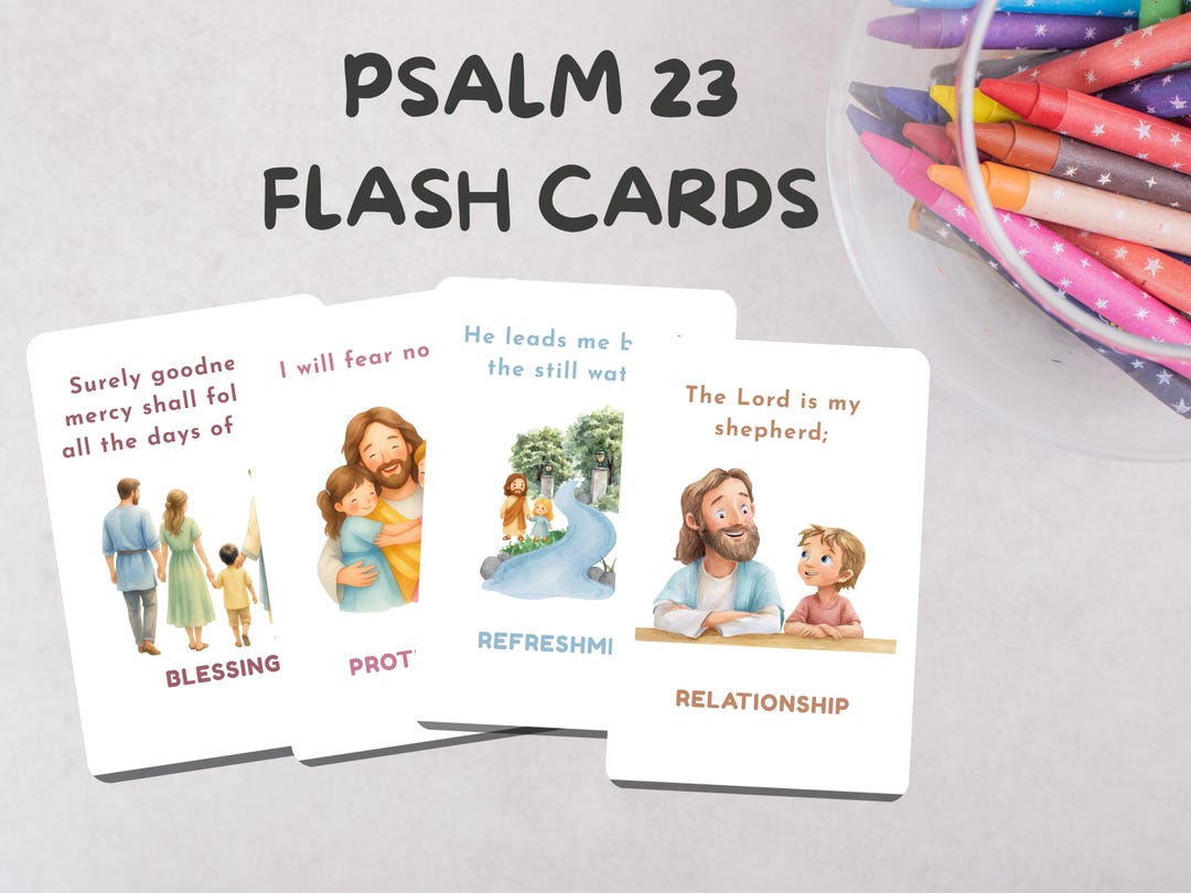 Psalm 23 Scripture Flash Cards | Bible Learning for Kids, Sunday School ...