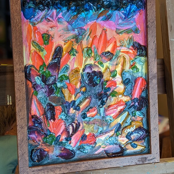 Framed 11x14 Acrylic and Watercolor Painting