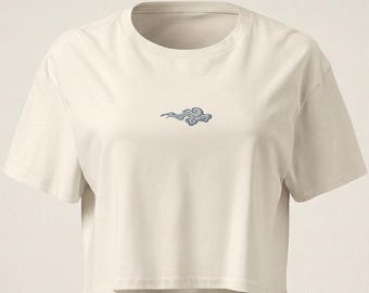 Persian Cloud Embroidered Crop Top | Shahnameh Inspired Miniature Art Tee
