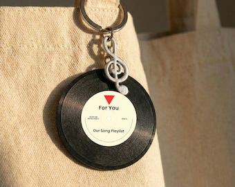 Retro Vinyl Record gift, Custom Album Record Keyring, NFC Keychain