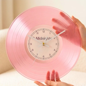 Bedroom Vinyl Record Clock, Custom Midnights Label, Desk Wall Decor, Anniverary Weeding Gift