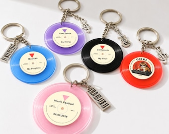 Custom NFC Record, DJ Merchandise, Music Promotion Gift, Personalized Vinyl Record Keychain, Wedding Favor
