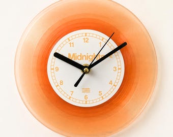 Personalised Translucent Pink Record Clock, Custom Text&Label, 7 Inch Vinyl Style Table Clock