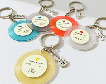 Porte-clés personnalisé avec disque NFC, cadeau liste de lecture musicale personnalisée, mini porte-clés album vinyle