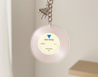 Pink Vinyl Record Keychain, Personalised Spotify Playlist, Swiftie gift