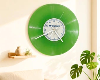 Custom Green Translucent Vinyl Record Clock, Midnights Inspired Wall Decor, Bedroom Accent
