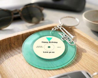 Custom mini Vinyl Record keychain with NFC Program, Tap with Phone to Play Song