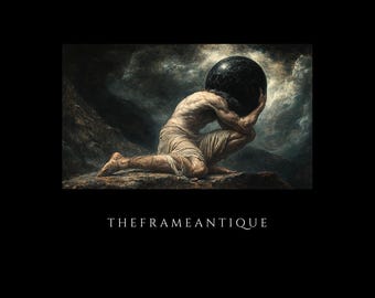 Arte para TV Samsung Frame: Pintura al óleo de la mitología griega Atlas, Dark Academia, Arte mural clásico estoico (Descarga digital)