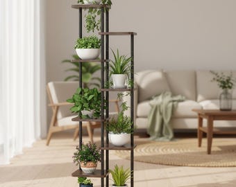 Wooden Plant Stand 8 Tier Flower Pot Rack Organizer Shelf for Home Garden Decor