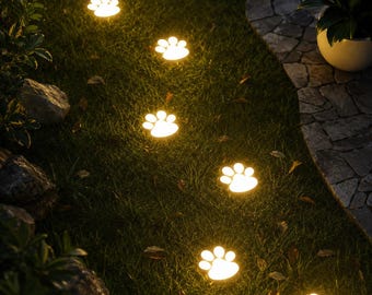 Solar Paw Print Path Lights | Waterproof Outdoor Garden Pet Footprint Lighting | LED Solar Yard Decor