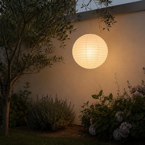 Handmade Japanese Rice Paper Globe Pendant Lamp | Minimalist Paper Lantern for Cafe & Cozy Home | 30-60cm Lampshade