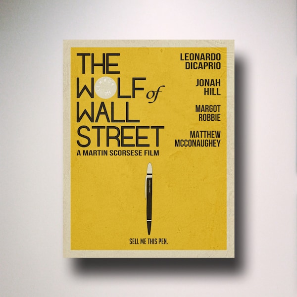 The Wolf of Wall Street Minimalist Movie Poster / Wall Art / Movie Film Poster