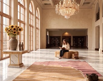 Abstract Wavy Rug | Handmade Tufted Area Rug | Organic Shape Contemporary Carpet | Minimalist Scandinavian Rug | Luxury Modern Home Decor
